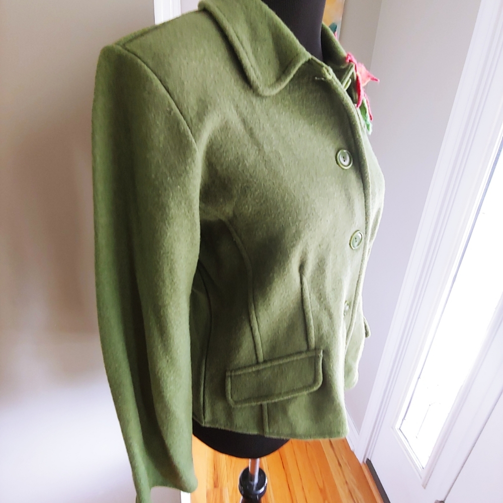Talbots Petites Green Alpaca Blend Jacket Size L - Picture 5 of 12